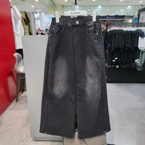 에어워크주니어 sh06 양쪽 맞주름 블랙 와이드 데님팬츠 R261G3155A