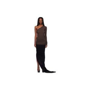 26 SS 릭오웬스 여성 브라운 템플 지기 미니 드레스 261232F052003