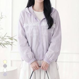 [올리비에스클로젯] 레이스 레터링 후드 바람막이 점퍼_O2603JP004A