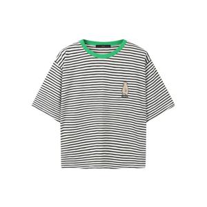 [르샵]스트라이프 배색 자수 반팔 티셔츠 (DQ1LW012A)