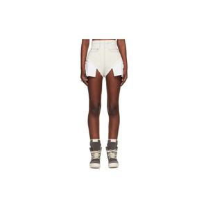26 SS 릭오웬스 여성 오프 화이트 템플 더트 컷오프 데님 쇼츠 261126F088018