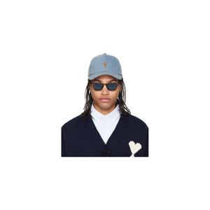 26 SS 아미 파리스 남성 블루 데님 아미 드 꾀흐 자수 볼캡 261482M139004