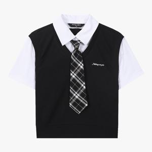 [더데이걸]스쿨룩 레이어드 타이 반팔(2컬러)TGRA26308