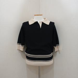 [SI]배색카라5부슬리브니트SKUCC2964-BK_YS