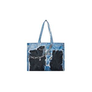 26 SS 아크네 여성 블루   블랙 데님 프린트 토트백 261129F049005