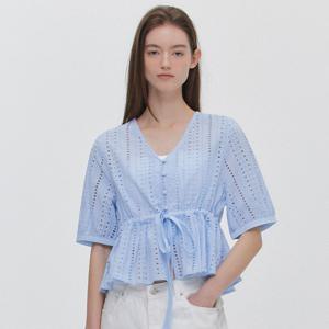 [마리끌레르] [정가79,000원] 레이스 스트링 브이넥 블라우스(MAGBBL03MSB)