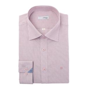 [에스티듀퐁(셔츠)]하절기 긴팔 핑크 미니체크 캐쥬얼핏 셔츠 SE6SM11LS115SPK