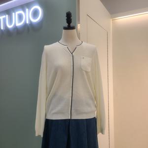 [수스]테두리배색가디건 S262BKT355/아이보리,블랙_YS