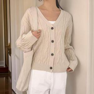 [다잇템]여자 SS V넥 꽈배기니트 비스코스 가디건 (31622888A)