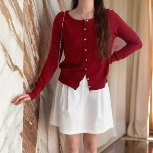 [다잇템]여성 비스코스 슬림핏 U넥 가디건 (31634516A)