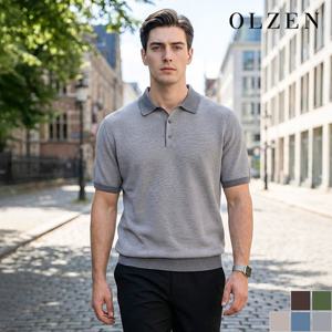 [올젠] 오가닉코튼 배색 카라 니트 (ZOE2ET1301)