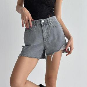 [다잇템]여자 언발 허벅지컷팅 빈티지 청반바지 (36706427A)