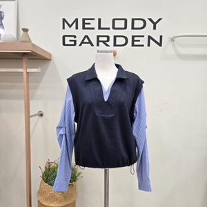 [멜로디가든]소매ST배색블라우스카라티셔츠 M26S3T104_SH