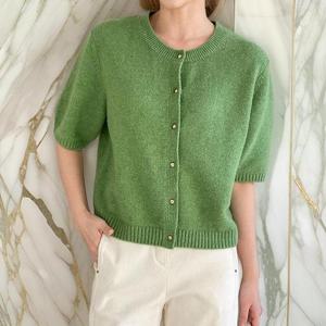 [다잇템]여자 라운드 비스코스 금장버튼 가디건 (30488259A)