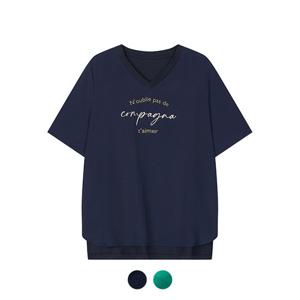 [꼼빠니아][꼼빠니아] 브이넥 레터링 반팔 티셔츠_CADU6-WKS200