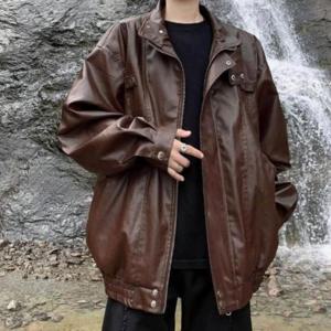 [다잇템]남성 인조가죽 그런지 바이크 빅사이즈 재킷 (46647014)