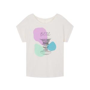 [꼼빠니아][꼼빠니아] 프린트 페미닌 반팔 티셔츠_CADU5-WKS130