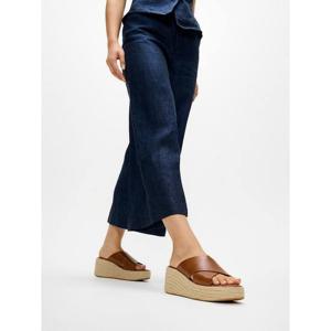 [FITFLOP][삼성물산공식] 여성 플랫폼 에스파드류 레더 웨지 크로스 슬라이드  딥 탄 (FT64K2D23C)