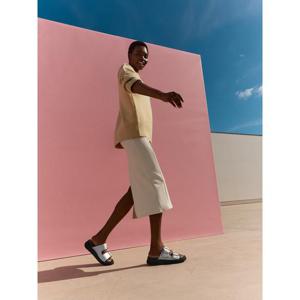 [FITFLOP][삼성물산공식] 여성 GENFF 버클 텀블드 레더 투 바 슬라이드  실버 (FT64K2D142)