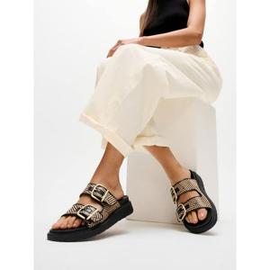 [FITFLOP][삼성물산공식] 여성 GENFF 버클 그래픽 웨빙 투 바 슬라이드  블랙 (FT64K2D185)