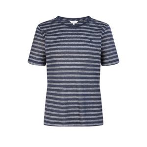 헤지스 여성 26SS Essential 린넨 스트라이프 반팔 티셔츠 네이비 HSTS6BC33N2