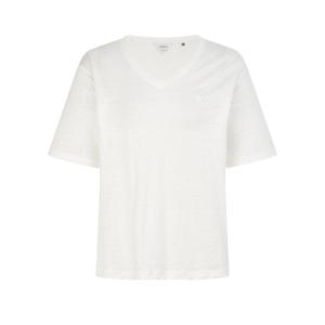 헤지스 여성 26SS Essential 브이넥 린넨 반팔 티셔츠 화이트 HSTS6BC38WT