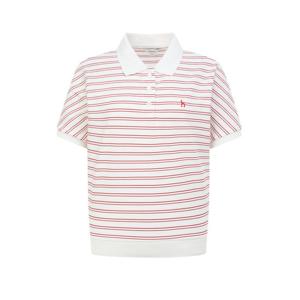 헤지스 여성 26SS 아이코닉 루즈핏 돌먼 반팔 피케 티셔츠 아이보리 스트라이프 HSTS6BC34IV