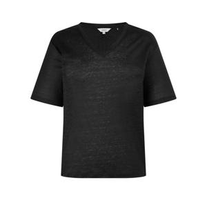 헤지스 여성 26SS Essential 브이넥 린넨 반팔 티셔츠 블랙 HSTS6BC38BK