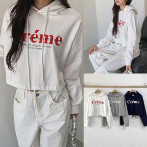 [강물처럼]위쉬몰 BU 크림레터링크롭후드티(X369H603) 빅사이즈