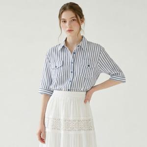 [포커스]펄 스트라이프 린넨 블라우스 PBINF6M1BL5421