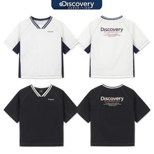 디스커버리키즈 DKTR51063 키즈 우븐 브이넥 반팔티셔츠