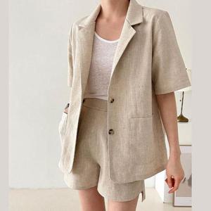 [바이어스]여자 반팔 린넨 자켓 싱글 여름 코디 룩 (10426842A)