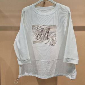 라티움 HC34 신축성좋고품넓은밑단셔츠배색루즈핏 7부여성티셔츠 T2621ts13