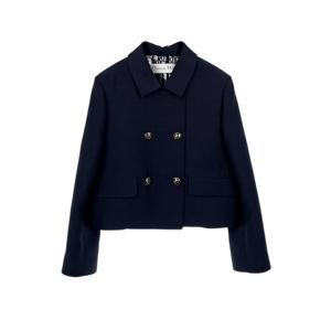 [엘러브] 디올 실크 트윌 울 크롭 자켓 36 네이비 6ET0590