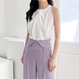 [바이어스]여자 민소매 홀터넥 꼬임 나시 블라우스 (9951812A)