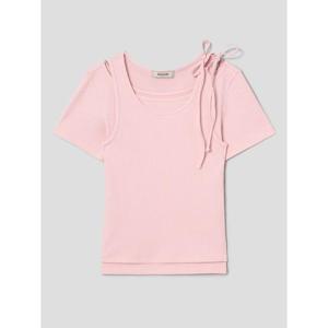 (356342WC2Y) [에잇세컨즈] 레이어드 반소매 티셔츠  라이트 핑크