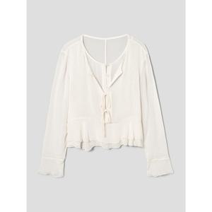 (356364CC60) [에잇세컨즈] 폴리 프릴 긴팔 블라우스  아이보리