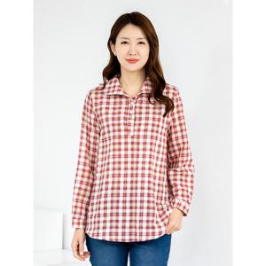 [모슬린]엄마옷 남방 체크 반오픈 긴팔 면 603FGH046 마담/중년