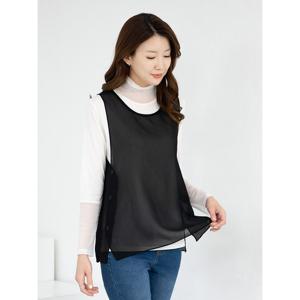 [모슬린]엄마옷 조끼 쉬폰 라운드 옆단추 603FGH014 마담/중년여