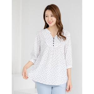 [모슬린]엄마옷 블라우스 7부 면 브이넥 603FGH086 마담/중년여