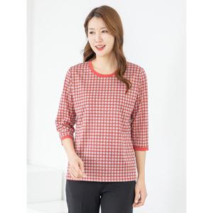 [모슬린]엄마옷 티셔츠 7부 라운드 체크 603FGH109 마담/중년여