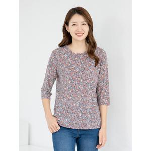 [모슬린]엄마옷 티셔츠 7부 라운드 들꽃 603FGH028 마담/중년여