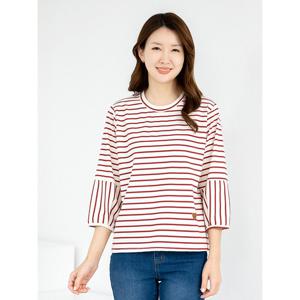 [모슬린]엄마옷 티셔츠 7부 라운드 면 스트라이프 603FGH027 마