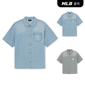 [MLB공식] 26SS 공용 베이직 스몰로고 썸머 텐셀 반팔 데님셔츠 (2 COLOR) 3ADRB1063