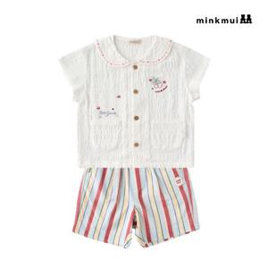 [밍크뮤]IV 레인보우자수셔츠.팬츠SET 36315-322-03.41204 출산백일돌선물