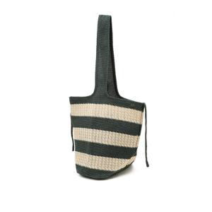 [헤지스]HIBA6E803E2_여성 그린 스트라이프 라피아 숄더백