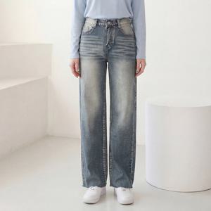 [올리비에스클로젯] 빈티지 워싱 뒷밴딩 와이드 데님 팬츠_O2603DP016A