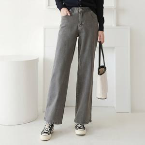 [올리비에스클로젯] 밑단 슬릿 허리밴딩 일자 데님 팬츠_O2603DP020A