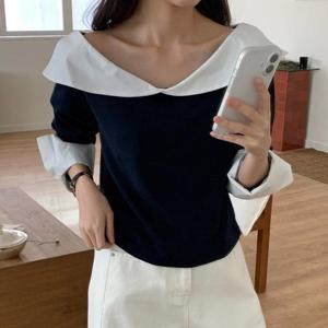 [강물처럼]아이우먼 잇츠배색카라넥블라우스 DDU060M603 빅사이