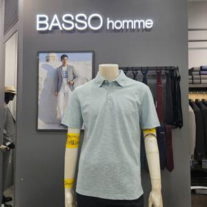 [바쏘옴므]심플 푀인트배색여름쿨카라티셔츠WSZ2KT67D_OD_OD